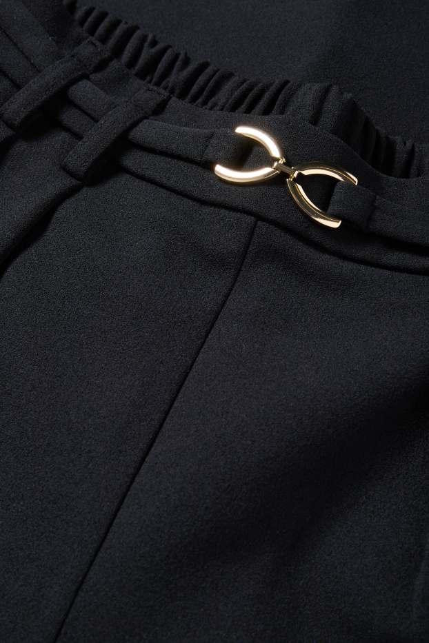 Femmes - Pantalon en toile - high waist - wide leg - noir