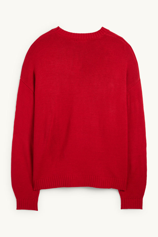 Femei - Grinch - pulover cu motive de Crăciun - roșu