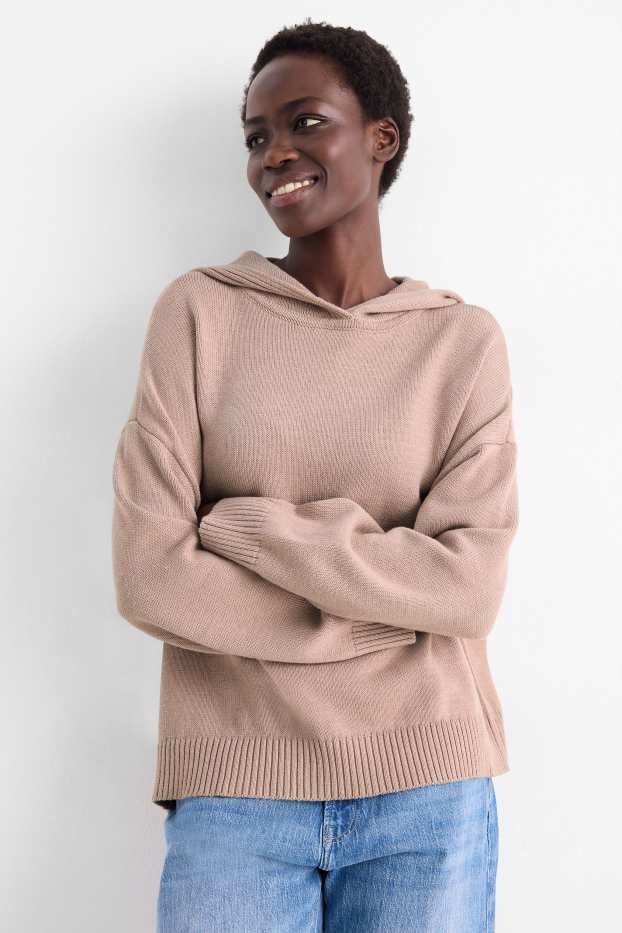 Women - Hooded jumper - beige