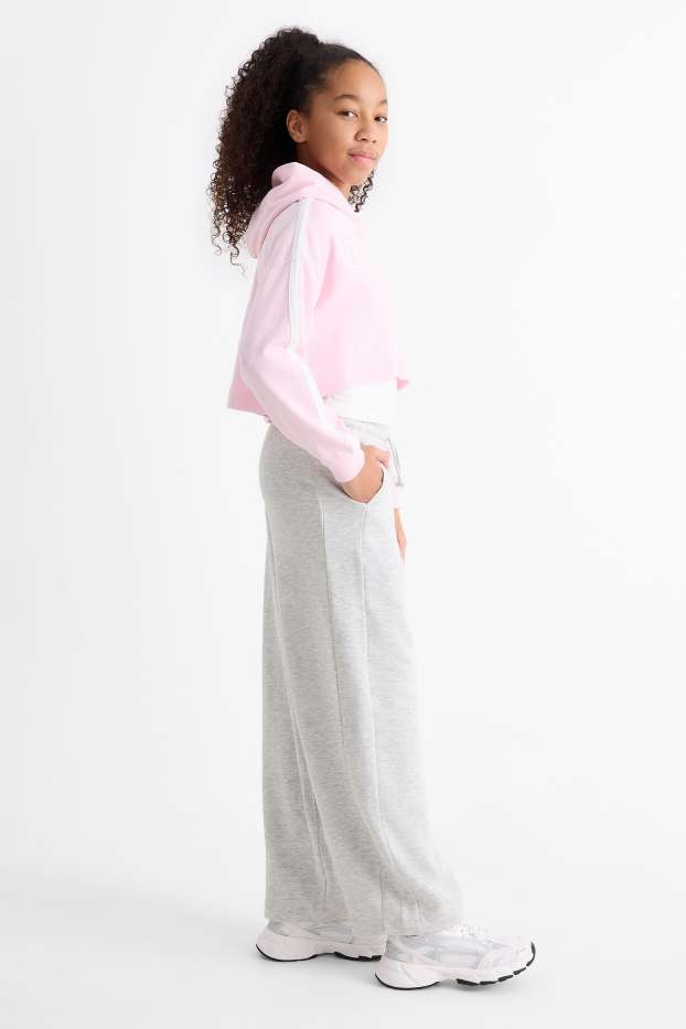 Copii - Fete - Pantaloni de trening - gri deschis melanj