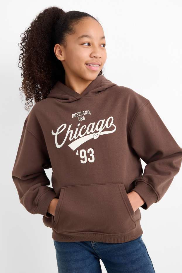 Bambine - Chicago - felpa con cappuccio - marrone scuro