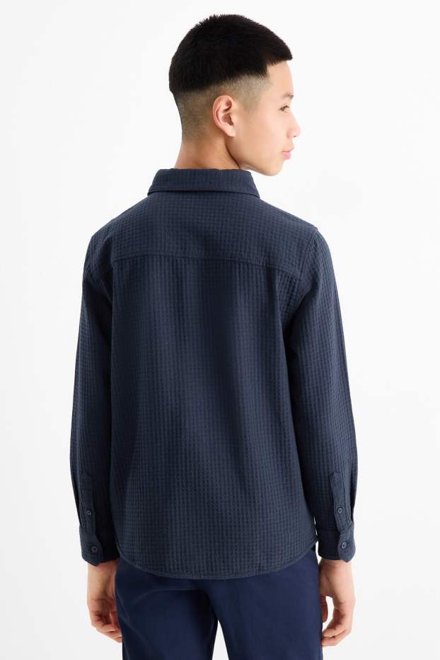 Kinder Jungen - Hemd - strukturiert - dunkelblau
