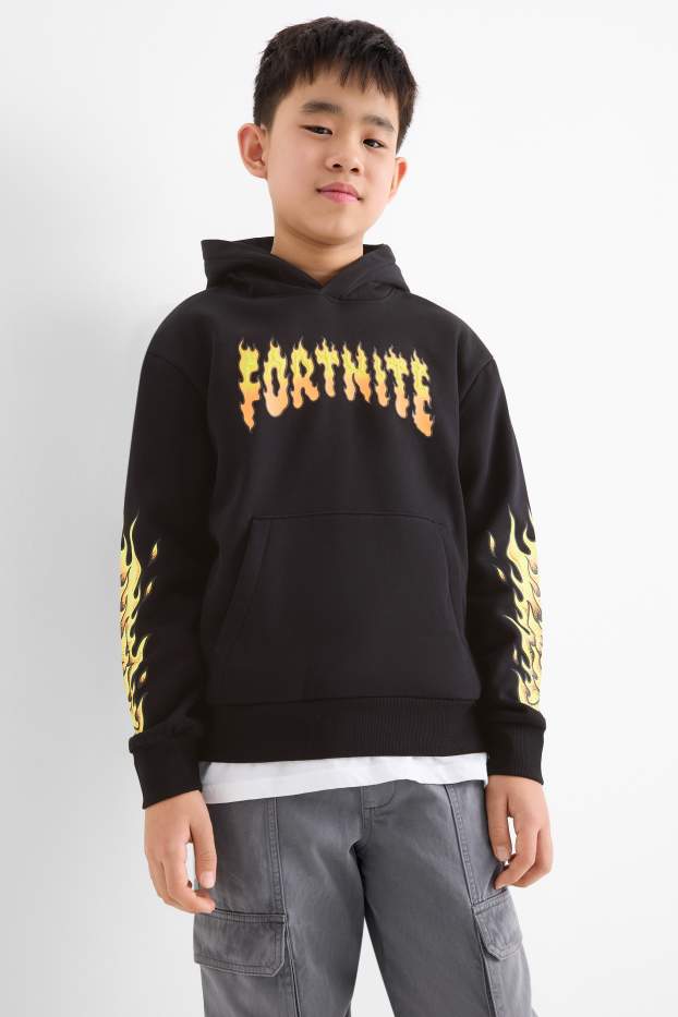 Bambini - Fortnite - felpa con cappuccio - nero