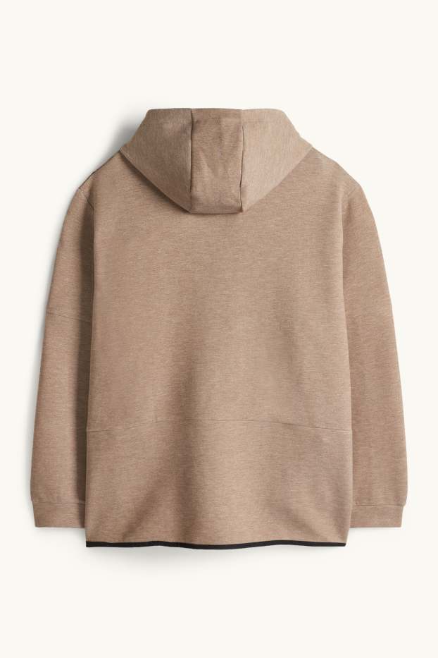 Hommes - Sweat zippé en molleton à capuche - marron