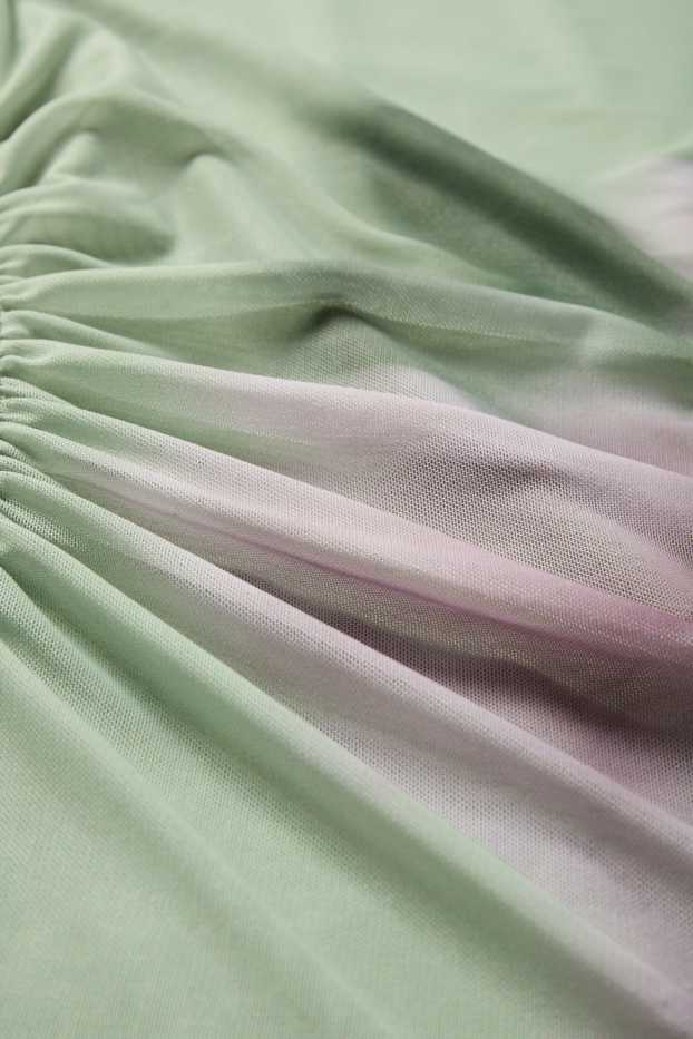 Femei - Rochie din plasă - cu flori - verde deschis