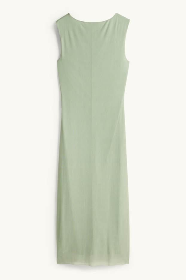 Femei - Rochie din plasă - cu flori - verde deschis