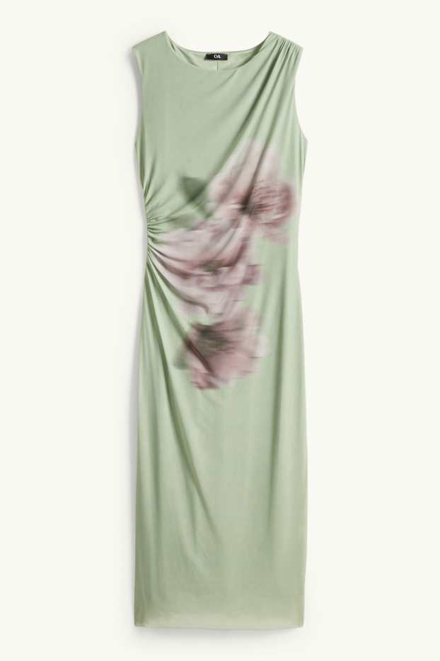 Femei - Rochie din plasă - cu flori - verde deschis