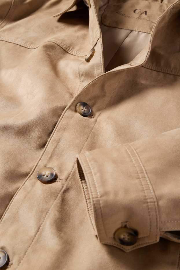 Heren - Jas - imitatiesuède - lichtbruin