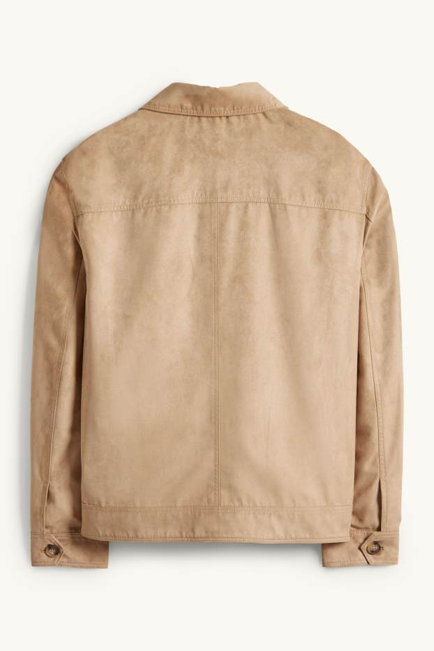 Heren - Jas - imitatiesuède - lichtbruin