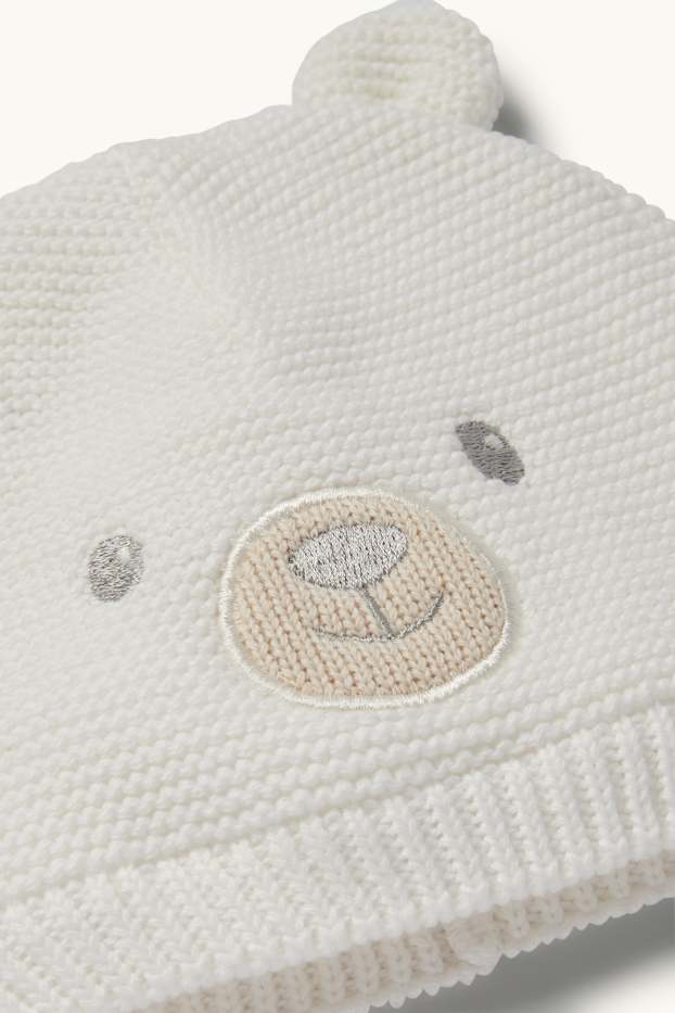 Bebeluși - băieți - Ursuleți - căciulă bebeluși - alb