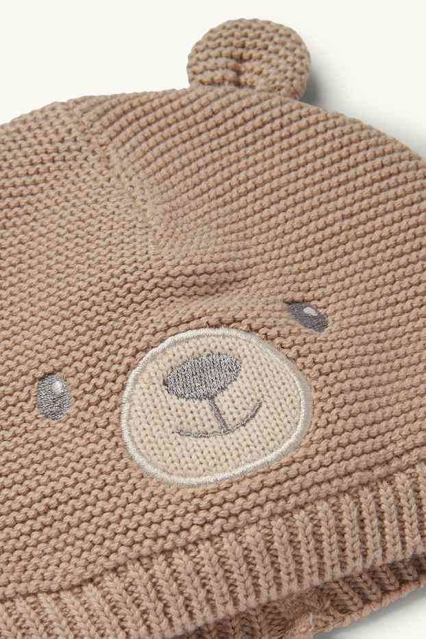 Unisex - Bärchen - Baby-Mütze - hellbraun