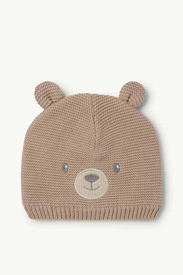 Unisex - Bärchen - Baby-Mütze - hellbraun