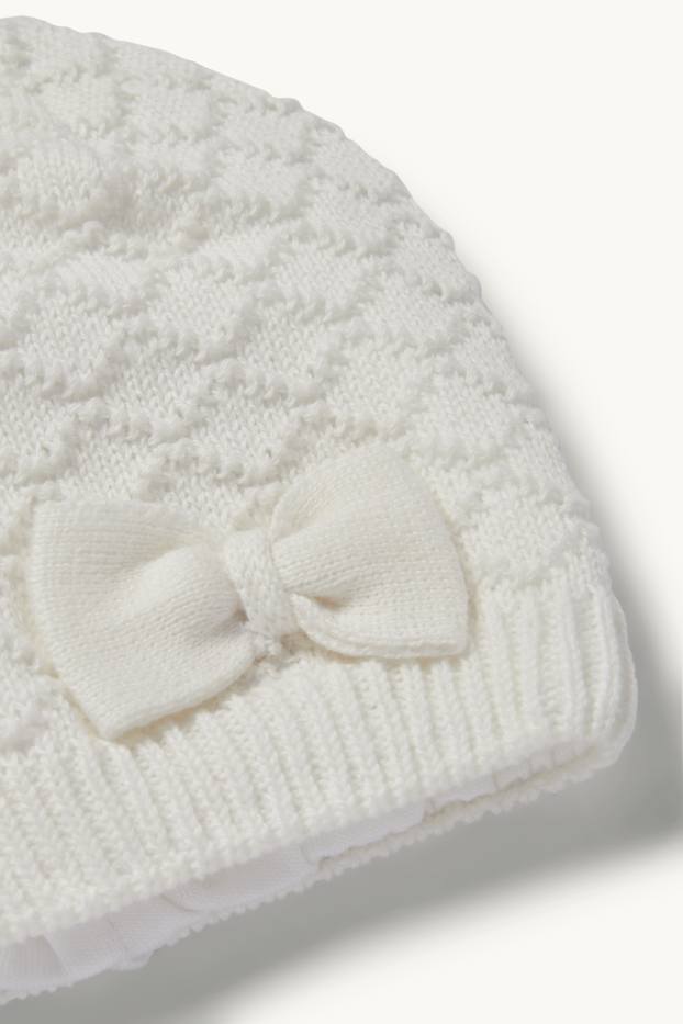 Baby: meisjes - Babymuts - met structuur - wit