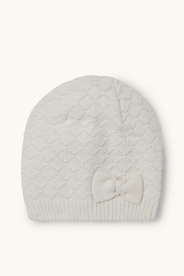 Baby: meisjes - Babymuts - met structuur - wit