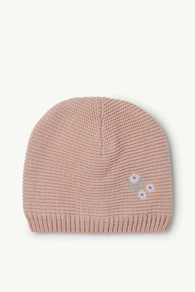 Bebeluși - fete - Floricele - căciulă pentru bebeluși - roz