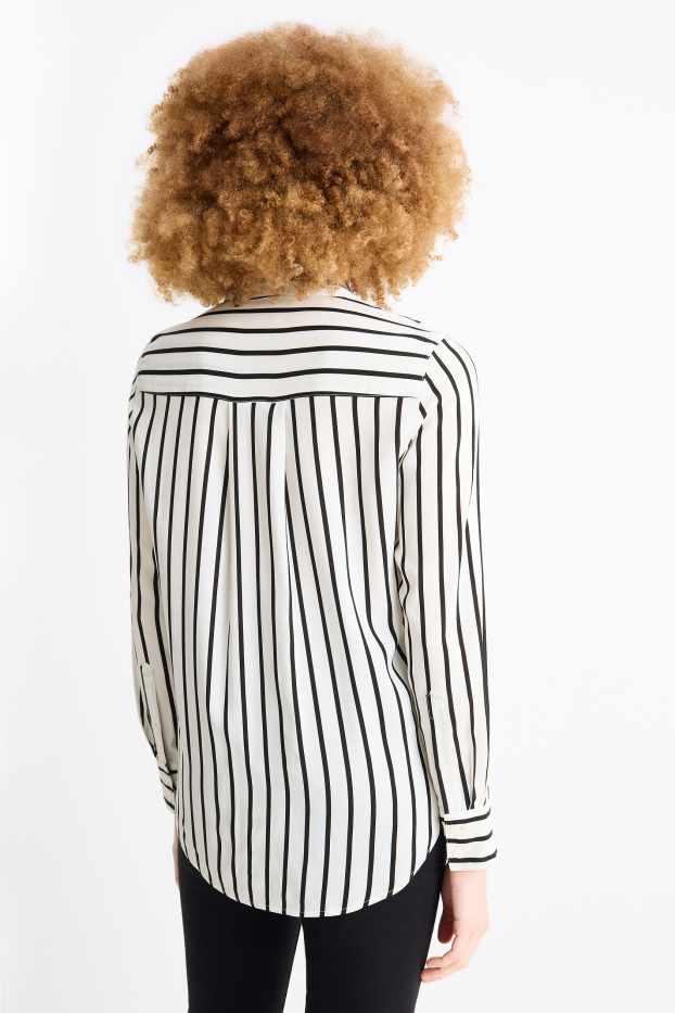 Dames - Blouse - gestreept - wit / zwart