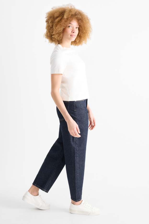 Femei - Barrel jeans - talie înaltă - denim-albastru închis