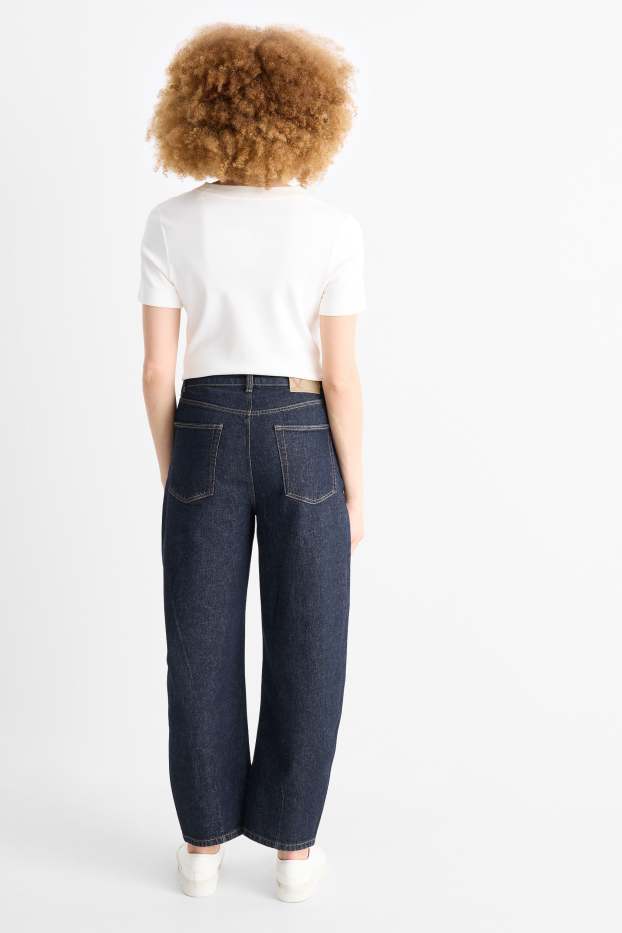 Femei - Barrel jeans - talie înaltă - denim-albastru închis