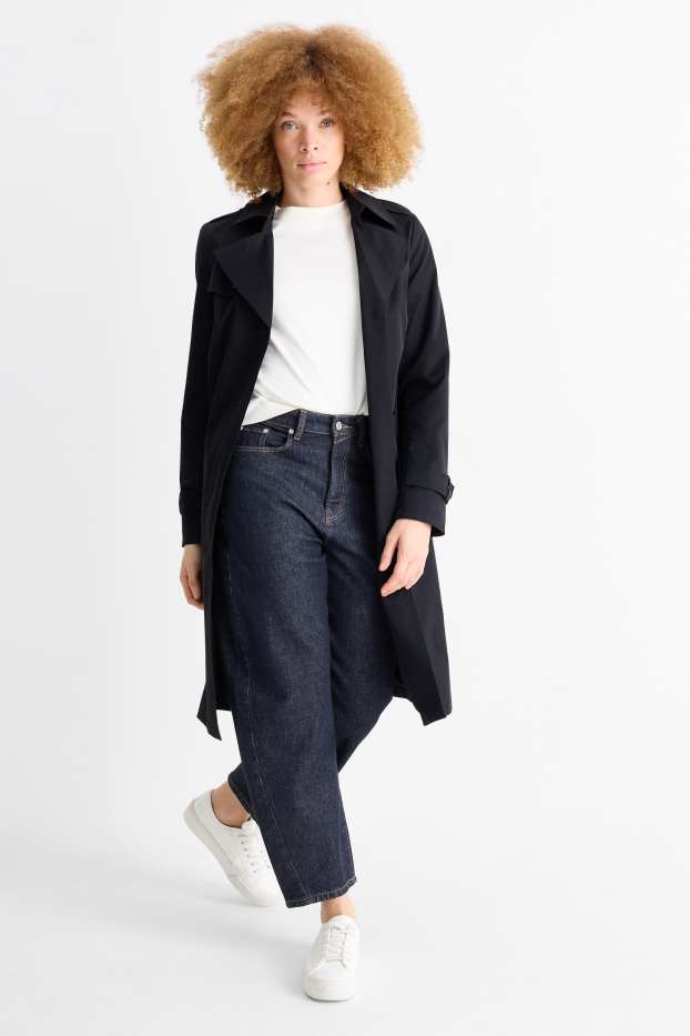 Femei - Barrel jeans - talie înaltă - denim-albastru închis