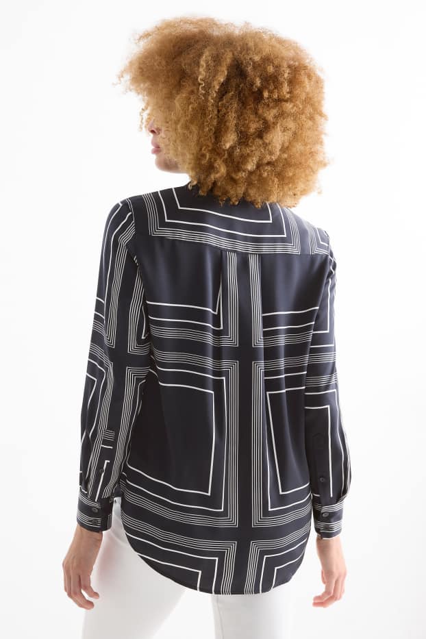 Dames - Blouse - met patroon - donkerblauw