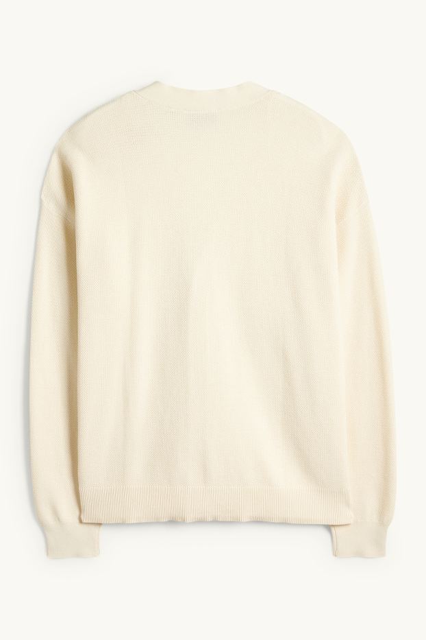 Bărbați - Cardigan tricotat - structurat - bej deschis