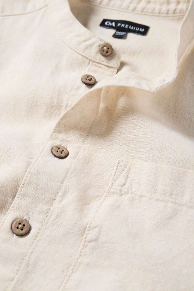 Kinder Buben - Hemd mit Leinen-Anteil - hellbeige