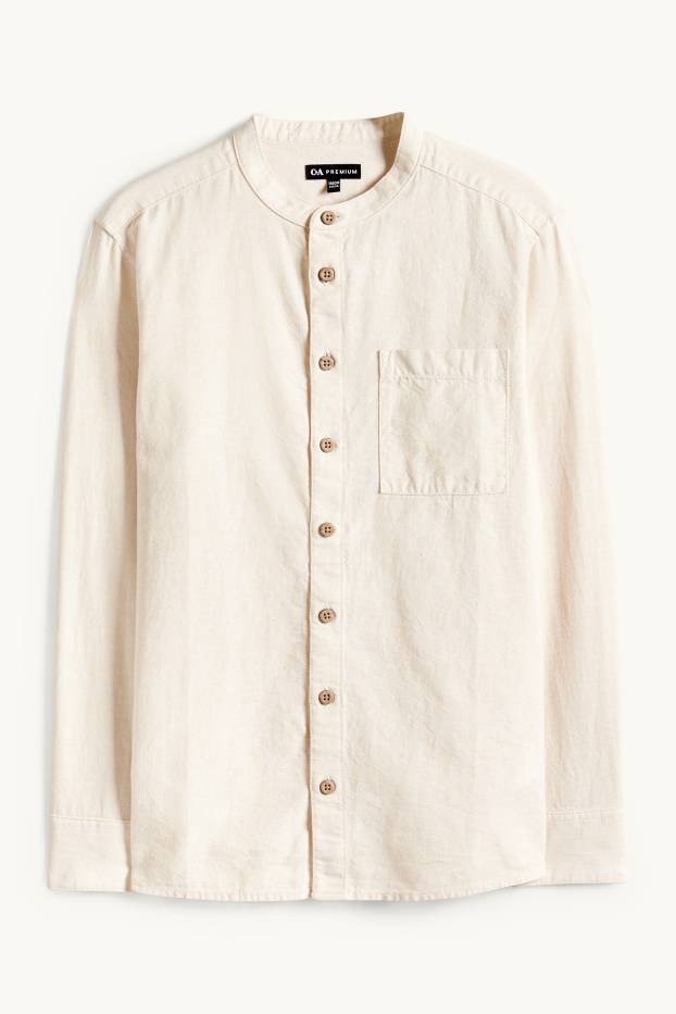 Kinder Buben - Hemd mit Leinen-Anteil - hellbeige