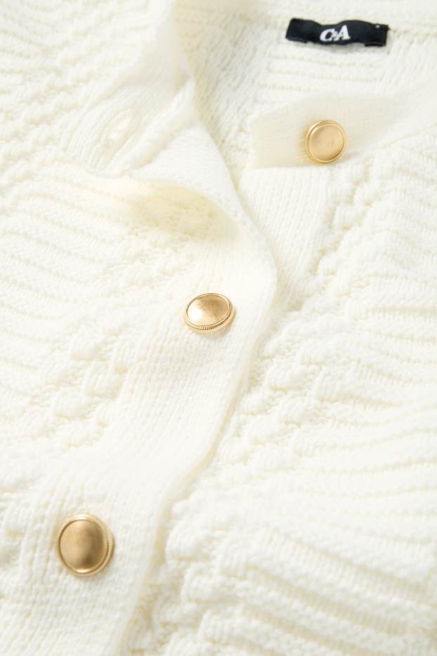 Women - Cardigan - textured - white