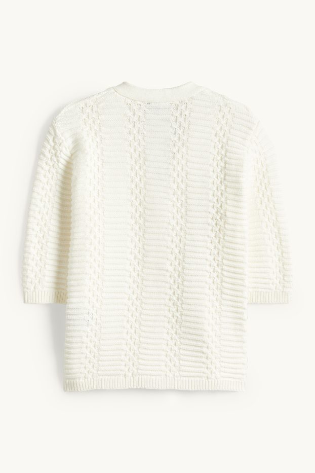 Women - Cardigan - textured - white