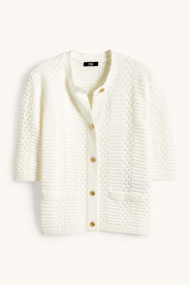 Women - Cardigan - textured - white