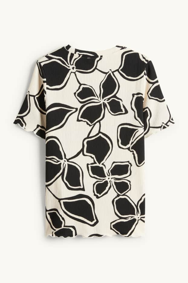 Femei - Tricou - regular fit - cu flori - negru / nej