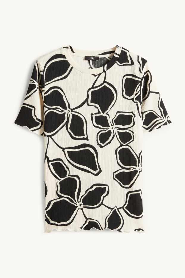 Femei - Tricou - regular fit - cu flori - negru / nej