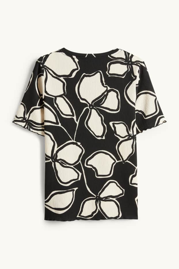 Women - T-shirt - regular fit - floral - black / beige