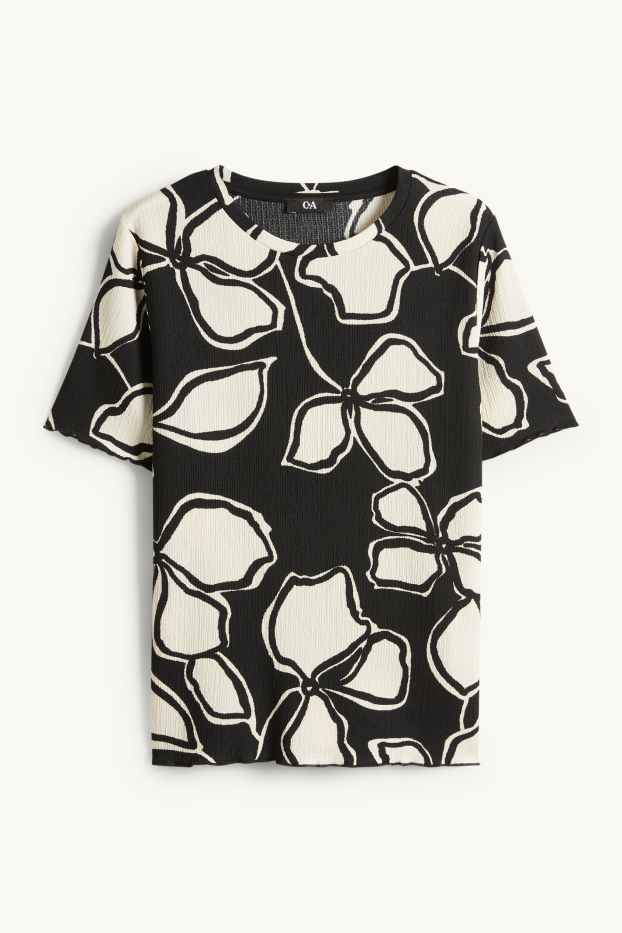 Women - T-shirt - regular fit - floral - black / beige