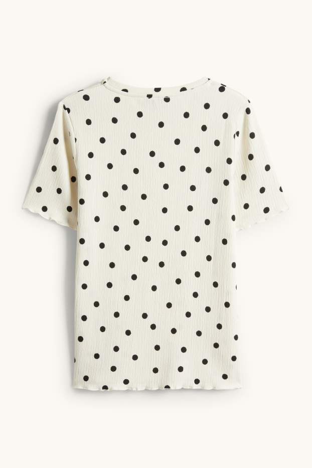Damen - T-Shirt - Regular Fit - gepunktet - cremeweiß