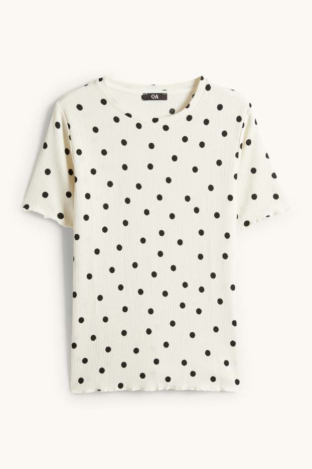 Damen - T-Shirt - Regular Fit - gepunktet - cremeweiß