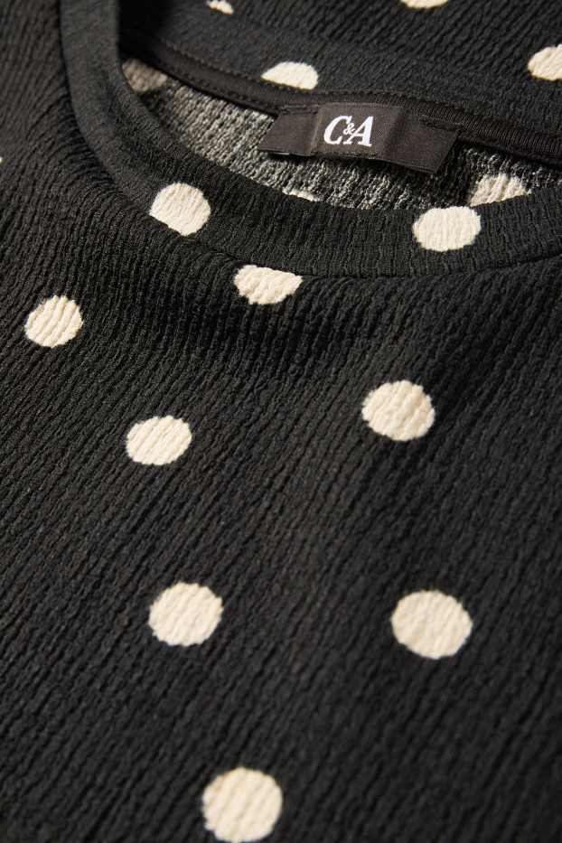 Damen - T-Shirt - Regular Fit - gepunktet - schwarz