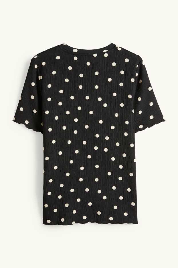 Damen - T-Shirt - Regular Fit - gepunktet - schwarz