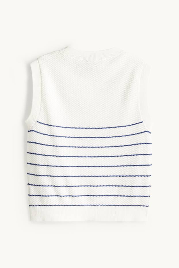 Enfants filles - Pull sans manches - à rayures - finition texturée - blanc