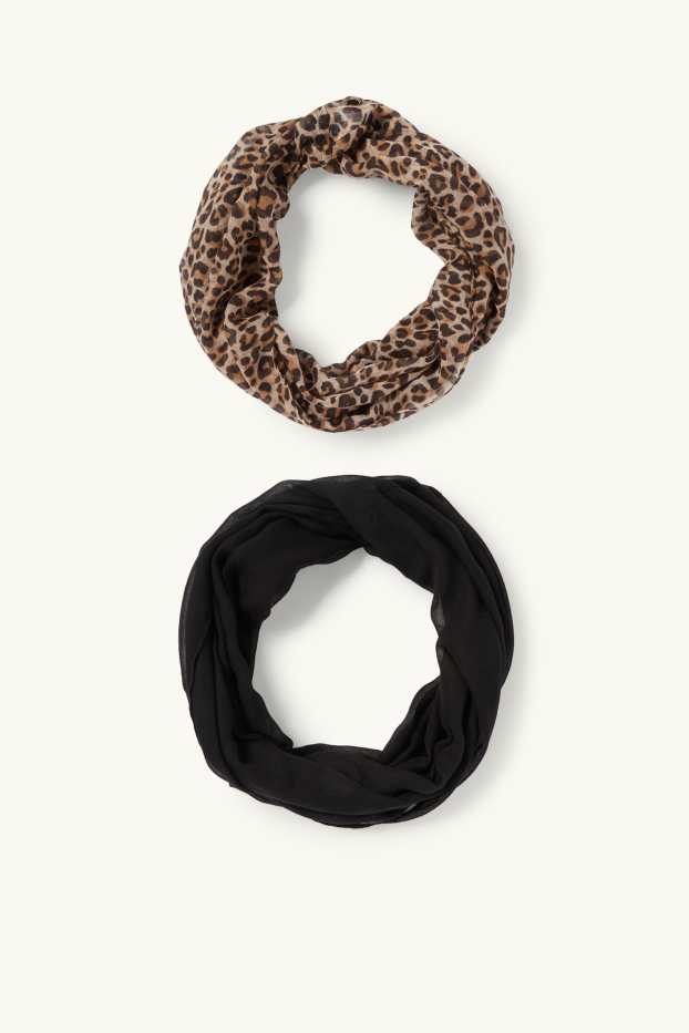 Donna - Confezione da 2 - scaldacollo - nero / beige