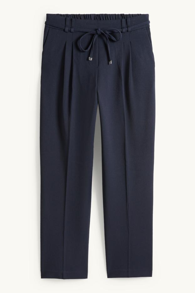 Damen - Stoffhose - High Waist - Tapered Fit - dunkelblau