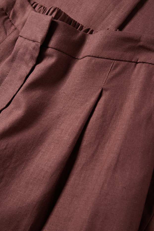 Dames - Business-broek - mid waist - regular fit - linnenmix - bruin