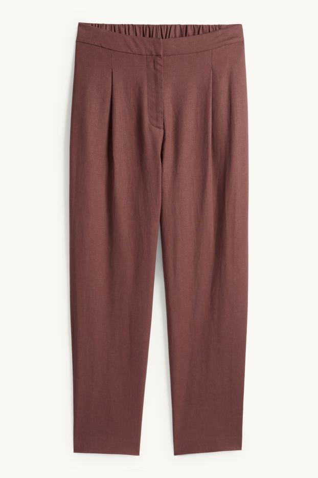 Dames - Business-broek - mid waist - regular fit - linnenmix - bruin