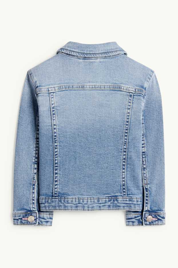 Kinder Mädchen - Blume - Jeansjacke - jeansblau