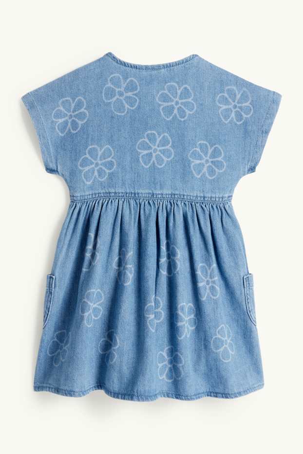 Děti - dívky - Květiny - džínové šaty - džíny - světle modré