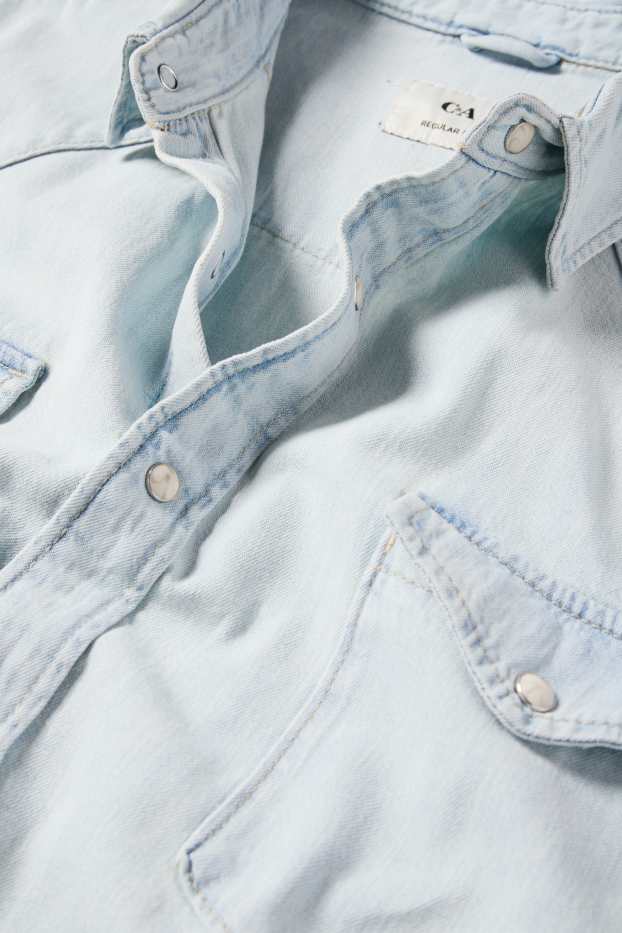 Bărbați - Cămașă din denim - regular fit - guler Kent - denim-albastru deschis