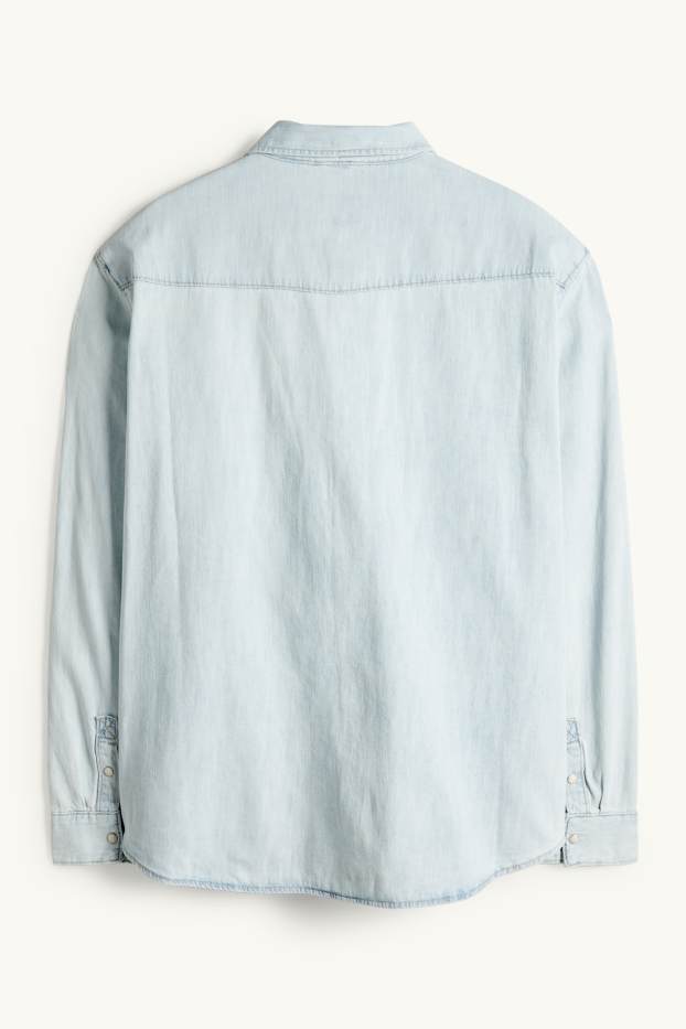 Bărbați - Cămașă din denim - regular fit - guler Kent - denim-albastru deschis