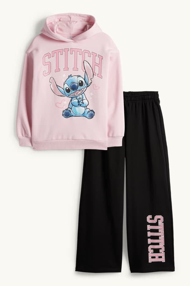 Kinder Mädchen - Lilo & Stitch - Set - Hoodie und Jogginghose - 2 teilig - schwarz / rosa
