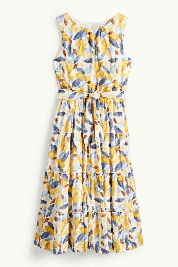 Enfants filles - Robe - effet brillant - à motif - jaune