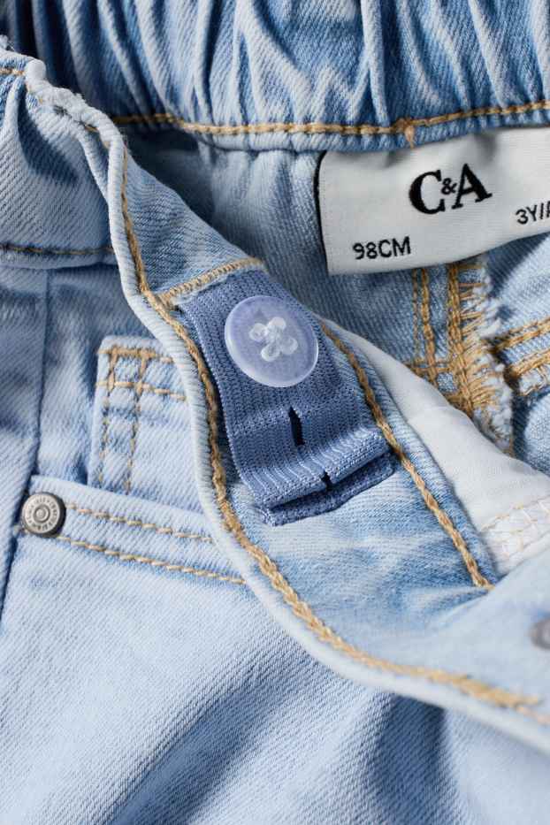 Enfants filles - Papillon - barrel jean - effet brillant - jean bleu clair